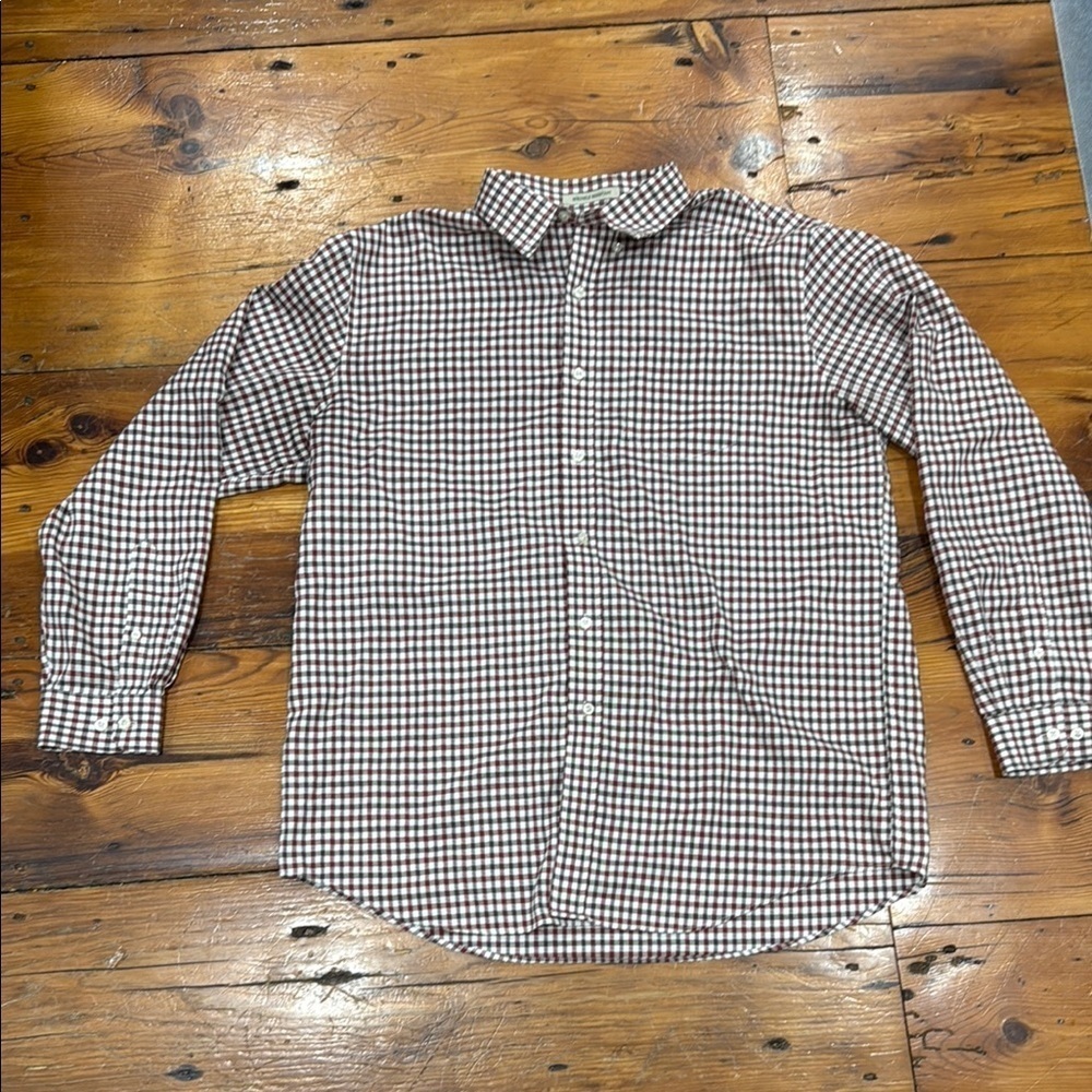 L.L. Bean Red & Brown Wrinkle Resistant Button Down Shirt Size Large